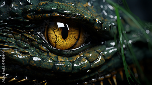 Close up of dragon eye. 3d rendering, 3d illustration.