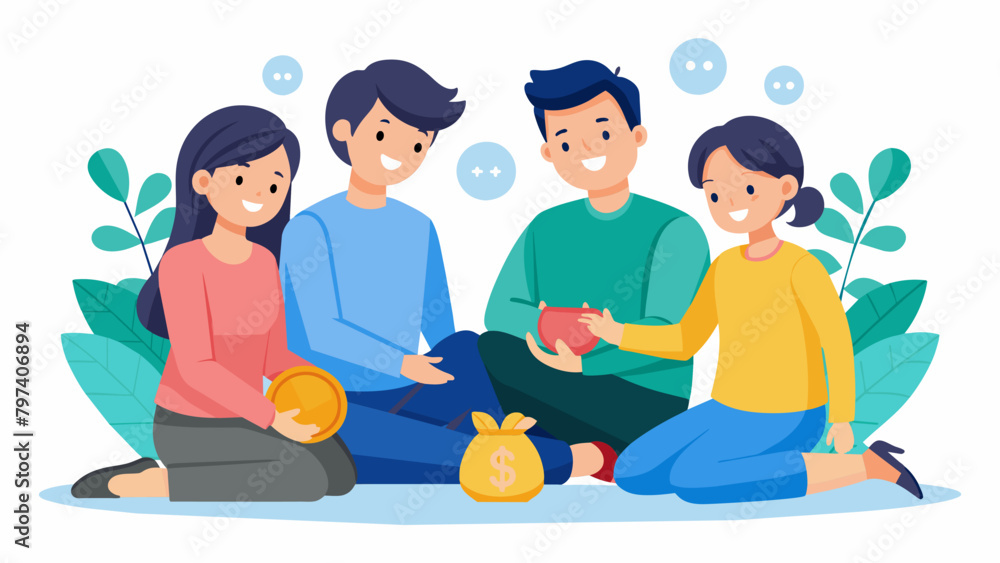 Parents sit down with their children and teach them the importance of saving money for emergency situations including natural disasters. Parents sit down with their children and teach them the importance of saving money for emergency situations including natural disasters.