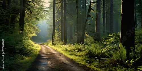 a way in a forest trailblazers wanderlust and foresttrail on a sunlight background
 photo