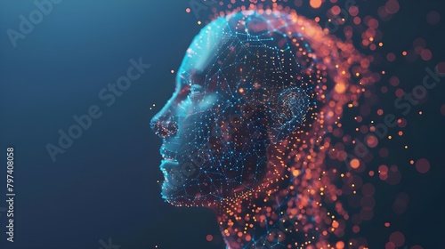 AI concept image showcases a digital hologram of the human Ai generated  #797408058