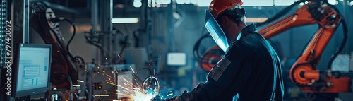 welder working in factory photo