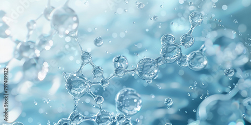 water drops and bubbles,,water molecule Collagen Skin Serum, Vitamin,bubbles in water,beauty skin care cosmetics, spa products,abstract oil bubbles or face serum background. Oil and water bubbles . 