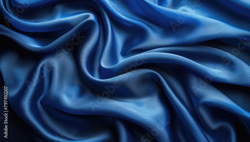 A closeup of blue velvet fabric, with its rich texture and deep color. Created with Ai