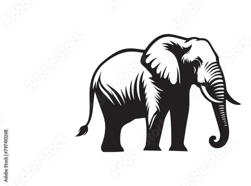 Black elephant silhouette. Vector