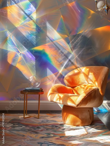 Futuristic Holographic Geometric Wallpaper DesignAbstract Patterns photo