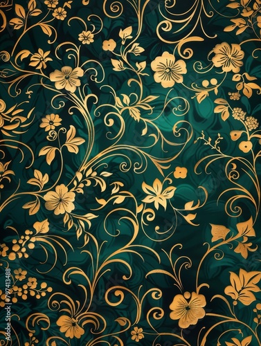 Elegant Art Nouveau WallpaperSwirling Floral Patterns
