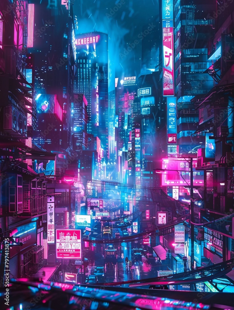 Cyberpunk Cityscape WallpaperVibrant Neon Lights and Futuristic Vibe.