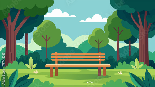 A secluded bench nestled a tall trees in a park providing a natural and serene environment for silent reflection..