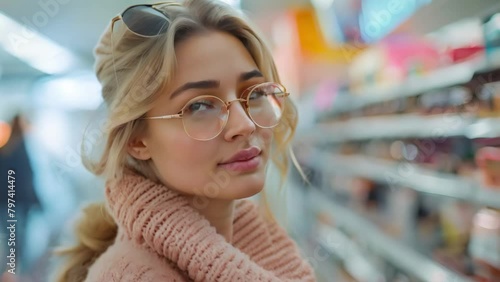 Best Eyewear Brands for Young Women Shopping for Glasses at an Optometry Store. Concept Ray-Ban, Warby Parker, Kate Spade, Oakley photo