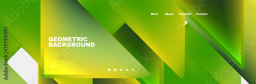 A geometric background of green and yellow triangles resembling a terrestrial plant. The vibrant colors create a liquidlike effect, perfect for macro photography or a display device