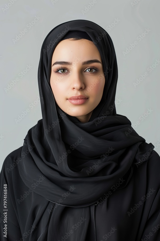 Naklejka premium Studio portrait of young woman wearing hijab
