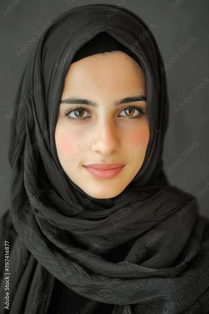 Studio portrait of young woman wearing hijab Studio portrait of young woman wearing hijab
