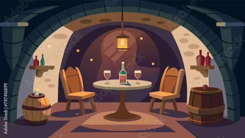 A small but intimate cellar with a cozy seating area perfect for sharing a glass of wine with friends..