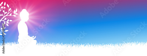 nice buddha purnima or vesak day greeting banner with text space