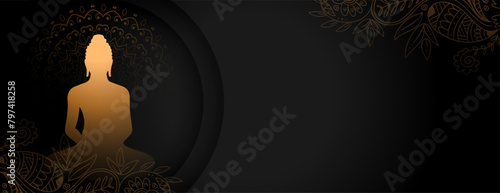 happy buddha purnima religious black wallpaper with text space