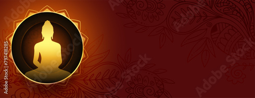 indian cultural buddha purnima greeting banner with text space