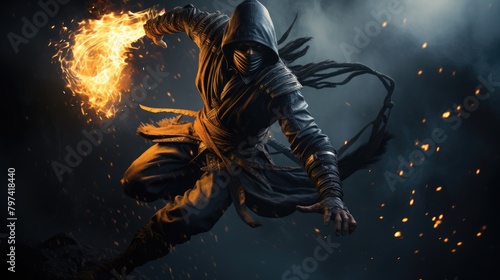 a ninja leaping through the air, AI Generative
