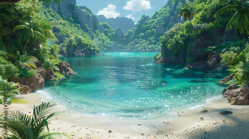 Hidden Tropical Beach with Emerald Waters