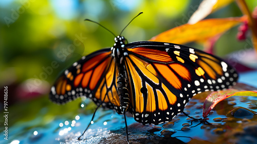 Monarch Butterfly (Danaus plexippus) on nature background.