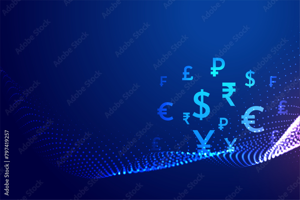 global virtual currency sign techno concept background design
