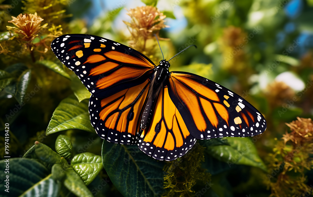 Fototapeta premium Monarch Butterfly (Danaus plexippus) on nature background.