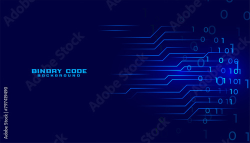 cyberspace binary code tech background with circuit lines photo