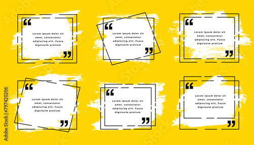 set of inverted quotation mark box with brush stoke effect