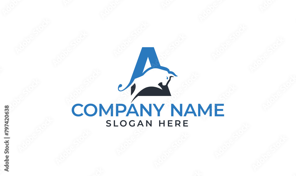 A letter with a bull trading company modern logo, letter a logo A letter with a bull trading company modern logo, letter a logo