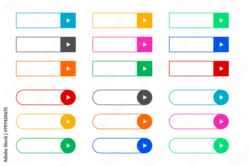 line style colorful web play button icon with blank space line style colorful web play button icon with blank space