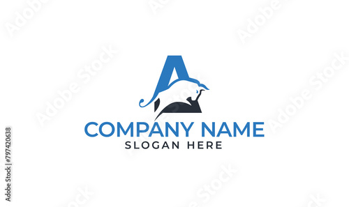 A letter with a bull trading company modern logo, letter a logo
