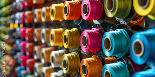 
Colorful Spools of Thread in a Fabric Store  photo