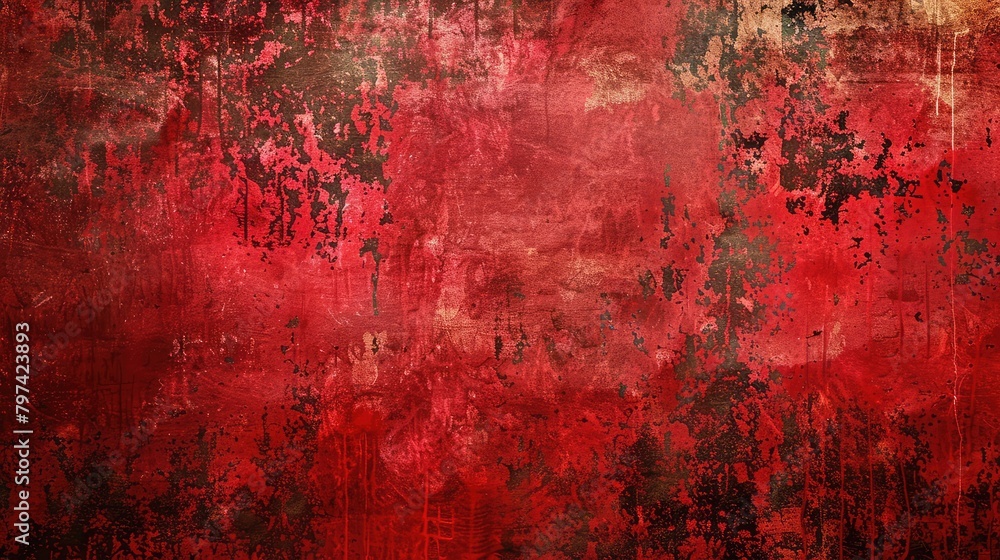 red grunge background, Red grungy wall background or texture, Grunge red background with space for your text or image.