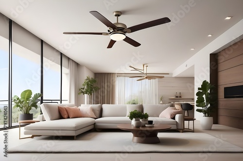modern living room interior in summer ac system and decuration, interior, room, sofa, home, furniture, living, design, wall, couch, chair, floor, house, table, lamp, apartment, armchair, comfortable