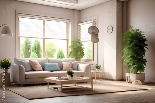modern living room interior in summer ac system and decuration  interior  room  sofa  home  furniture  living  design  wall  couch  chair  floor  house  table  lamp  apartment  armchair  comfortable