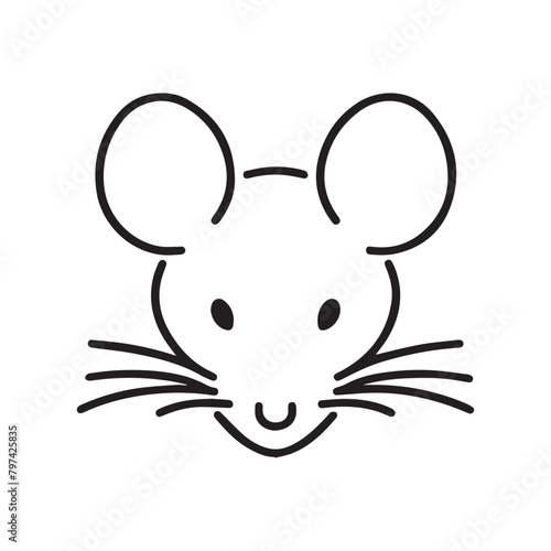rat line art icon in white background
