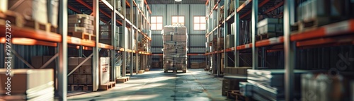 A warehouse full of shelves and boxes.