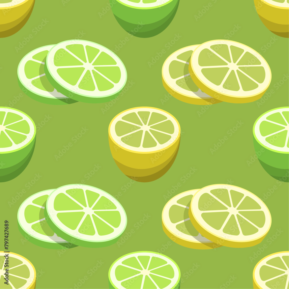 Seamless pattern with lemon and lime fruits vector illustration.