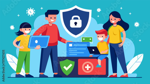 A family updates their antivirus software and regularly changes their passwords to protect against possible online scams.