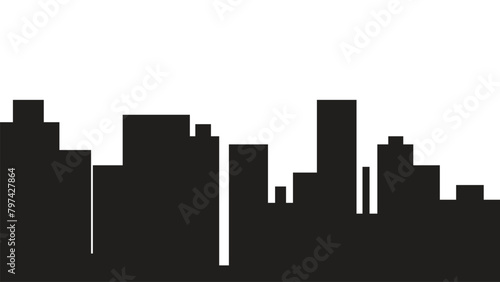 Modern city scape and Urban cityscape silhouettes vector illustration. Night town skyline or black city buildings isolated on white background. vector town photo