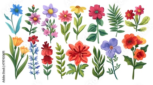 Vintage flower botanical illustration vector set 