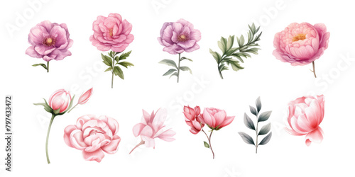 Water color flowers are suitable for wedding invitation elements
