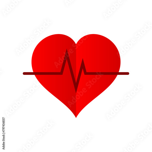 Red heart with wave pulse heartbeat medical icon flat vector design © Jedsada Naeprai