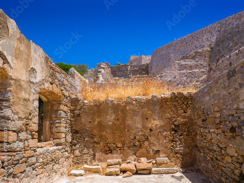 An old Venetian fortress ruin (Spinalonga Island, Crete, Greece) photo