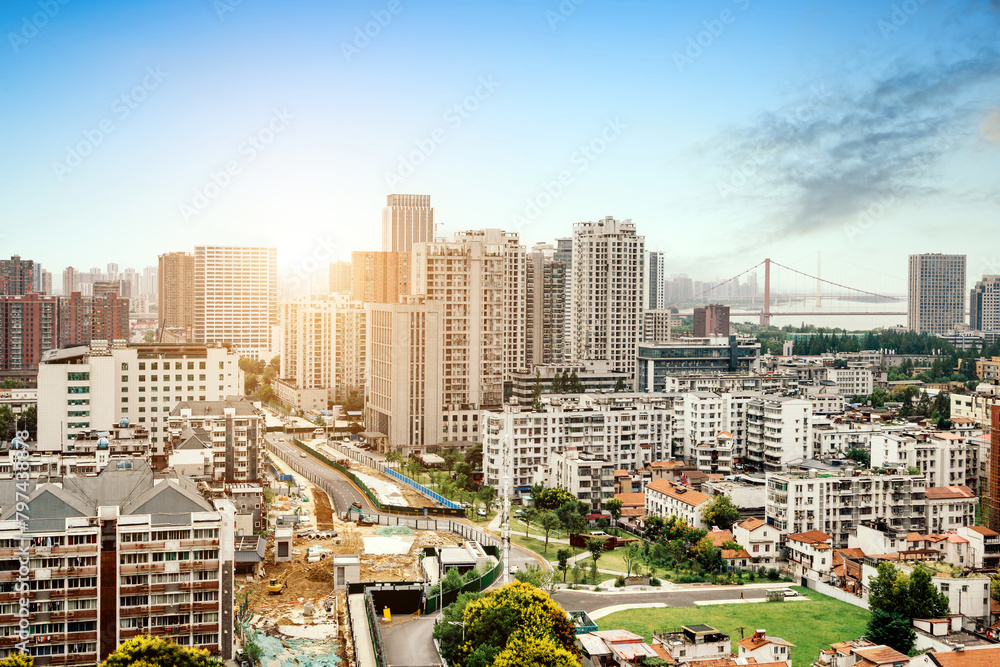 Fototapeta premium The old town on the bank of the Yangtze River, Wuhan, China.