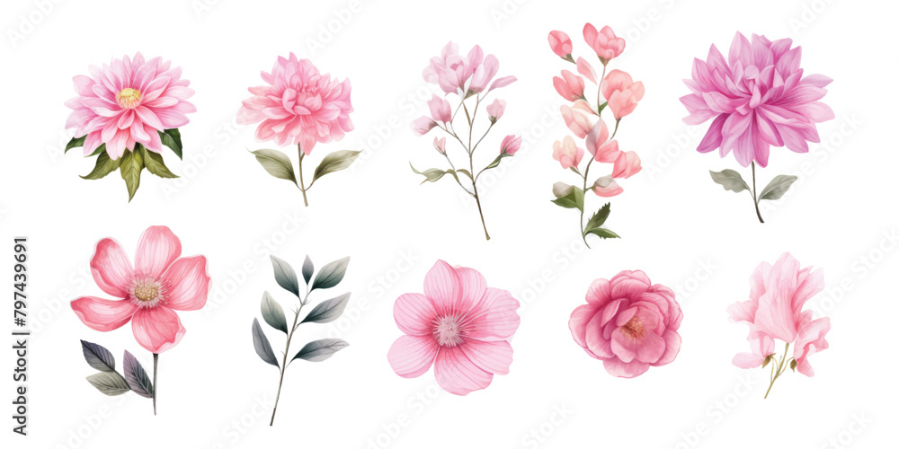 Water color flowers are suitable for wedding invitation elements