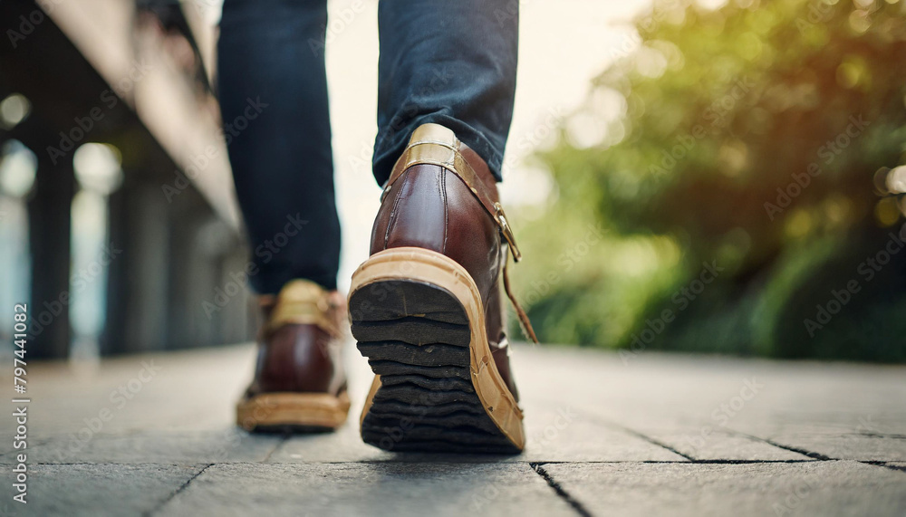 walking shoes in rearview, symbolizing journey, progress, determinatio walking shoes in rearview, symbolizing journey, progress, determinatio