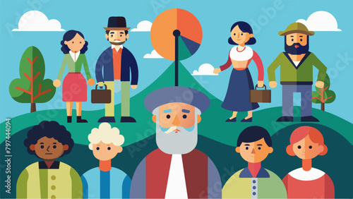 A section dedicated to the impact of the Revolution on different social classes from wealthy landowners to people and indentured servants.. Vector illustration