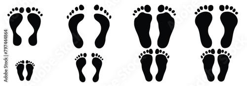 Set different human footprints. Baby footprint - stock vector. illustration