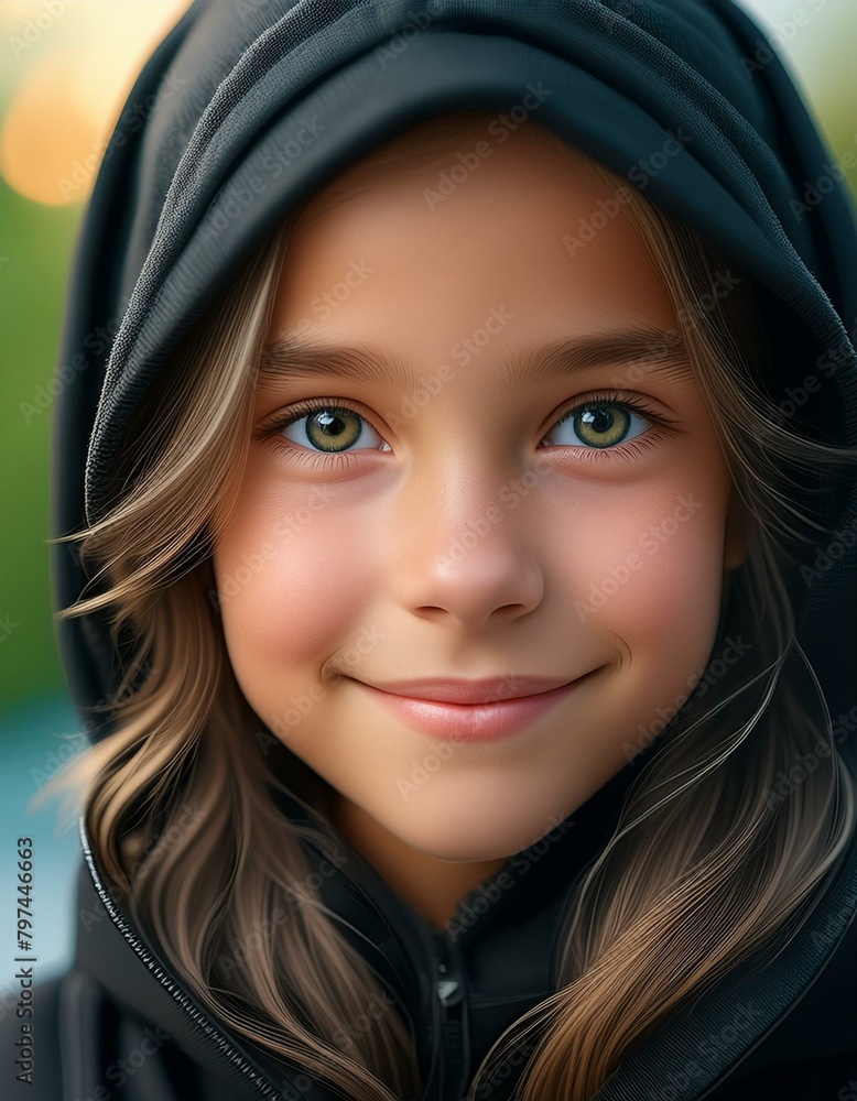 Genuine Expression: Hyper Detailed Portrait of Hooded Girl Genuine Expression: Hyper Detailed Portrait of Hooded Girl