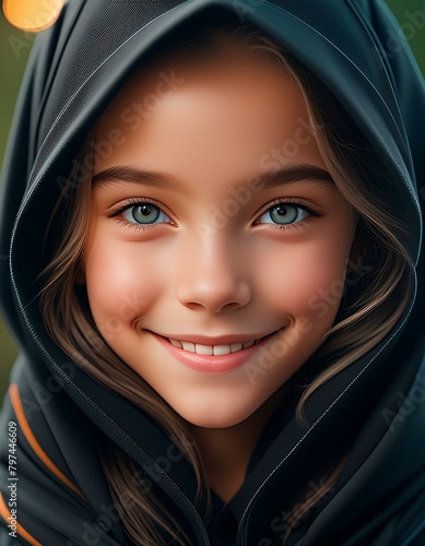 Unfiltered Realism: Hyper Detailed Close-Up of Girl with Hood © Basit